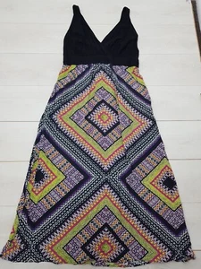 F&F A-Line Maxi Dress Size 18 Multi Geometric Stretch Sleeveless Summer Casual - Picture 1 of 6