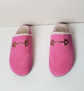 Cole Haan Womens Slip On Ada Mule Pink Suede Shoes Gold Tone Horsebit 9 10B - Picture 1 of 10
