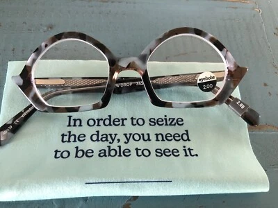 Leitores Eyebobs ~ Gota de Orvalho Lavanda Tartaruga ~Novo com Estojo Preto 2.0 ~Esquisito e Divertido - Imagem 1 de 4