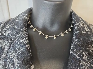 16" White Pearl And Silver Tone Choker Necklace Preowned - Picture 1 of 3