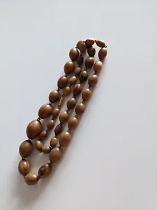 Bohemian Natural Chic Wooden Bead Necklace with metal links - Picture 1 of 4