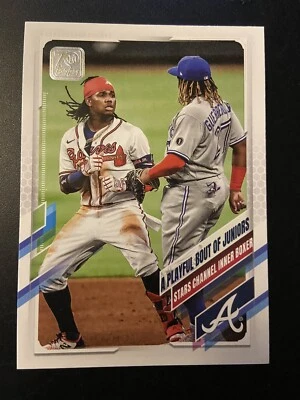 2021 Topps Series One A Playful Bout of Juniors Acuna Jr/Guerrero Jr #61 - Image 1 of 2