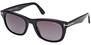 Tom Ford Kendel Men's Shiny Black Soft Square Sunglasses w/ Gradient Lens Italy - Picture 1 of 3