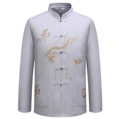 Conjunto de Traje Tang Chino Tradicional Para Hombres Kung Fu Taichi Uniforme Dragón Bordado Foto 1 de 4