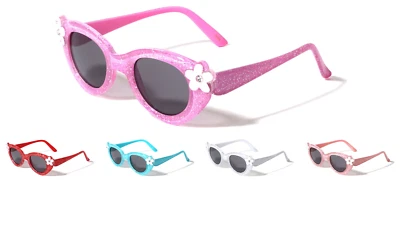 Gafas de sol de cristal brillante con acento de flores ojo de gato para niños (K919) *NUEVAS* *Envío GRATIS* Foto 1 de 2