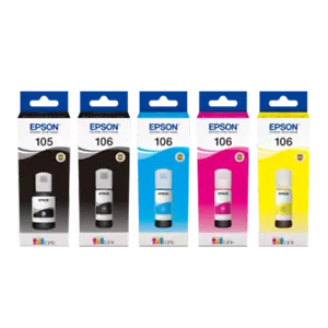 Epson 105 & Epson 106 set completo di 5 bottiglie di inchiostro per stampante EcoTank - Foto 1 di 1