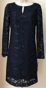 Vestido TAHARI de ASL Victor Azul Marino Lentejuelas Encaje Fiesta Cóctel Nuevo con Etiquetas Talla 4 - Imagen 1 de 8