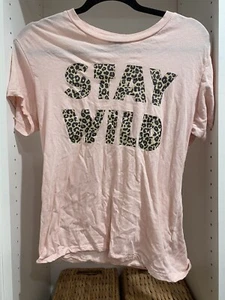 Wildfox Nordstrom womens pink animal leopard stay wild graphic t shirt Small - Picture 1 of 3
