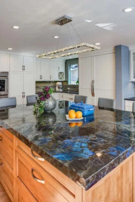 72"x36" Luxury Labradorite Stone Dining Table Handmade Kitchen Slab Countertop - Image 1 of 4