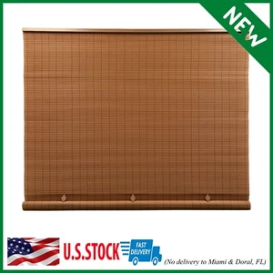 Cordless Roll Up Blind Brown Window Outdoor Shade Sun Patio Porch 36 X 72 Inches - Picture 1 of 7