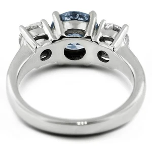 3.31ct Blue SI2 Round Natural Certified Diamonds Plat Classic Engagement Ring - Picture 1 of 10
