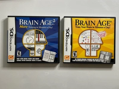 Brain Age 1 & 2 (Nintendo DS) Game Bundle,Complete in Box CIB & Tested! - Image 1 of 4