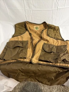 VINTAGE IDEAL QUILTED SHOTGUN GAME BIRD HUNTING Zip Canvas #2076 VEST 1970’s USA - Picture 1 of 8