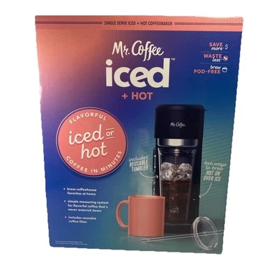 Cafetera caliente helada de una sola porción Mr Coffee y vaso reutilizable nueva en caja bebidas té Foto 1 de 4