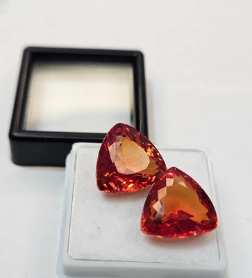 Ópalo de fuego mexicano corte trillón naranja 20+ quilates par piedras preciosas sueltas fabricación de pendientes Foto 1 de 4