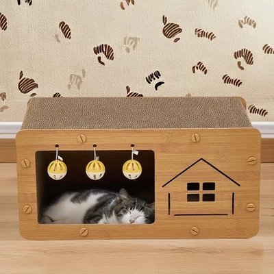 CLASSIFIED-HOMEWARE Wear-Resistant Cardboard Cat House Cat Scratching Board 2-In-1 Activity Centre