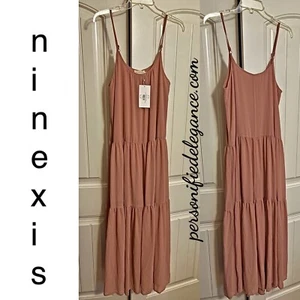 NUEVO Maxi Vestido Ninexis Rosa Polvoriento de Gasa en Niveles Talla M $34 - Imagen 1 de 13