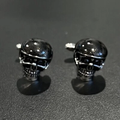 Gemelos calavera en casco para hombre regalo de boda de cumpleaños Foto 1 de 4