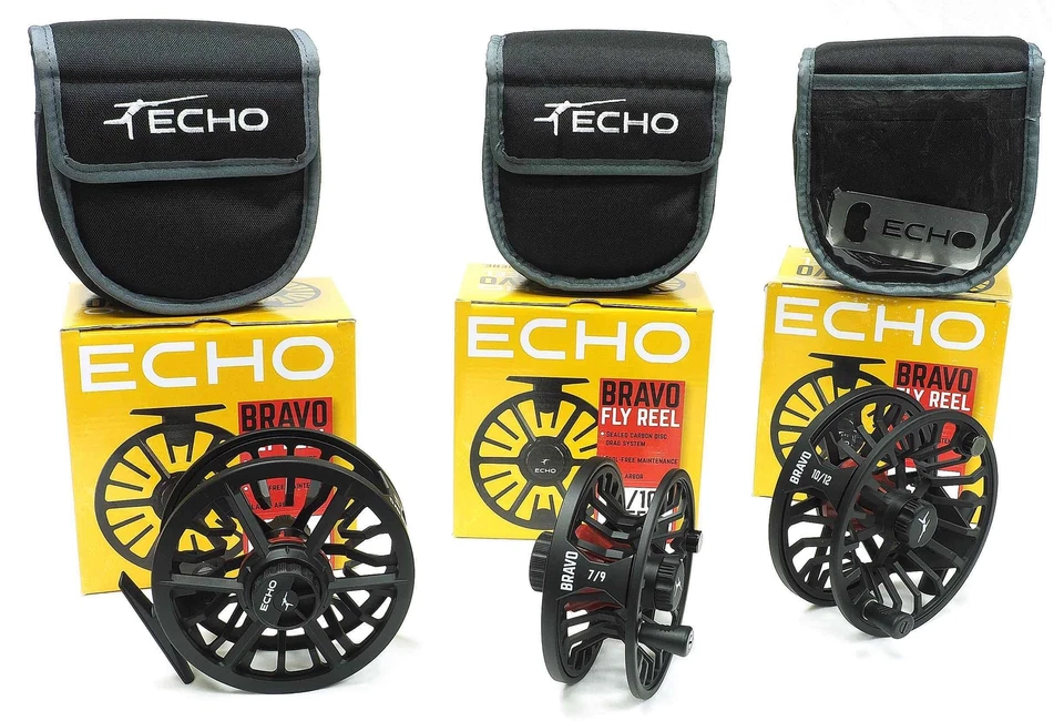 ECHO Bravo 10/12 Large Arbor Disc Drag Fly Reel in Black for a 10 11 or 12 WT