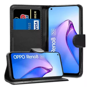 Für OPPO Reno 8 5G Etui - Kunstleder Flip Case Geldbörse magnetische Abdeckung