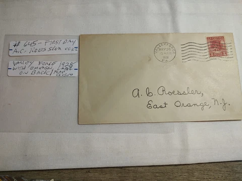 #645 First Day Cover A.C Roessler 1928 Flap Closed Cover