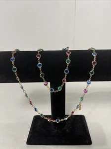 Collar Vintage Swarovski Cristal Bisel Cadena Multicolor 30 Pulgadas Firmado - Imagen 1 de 5