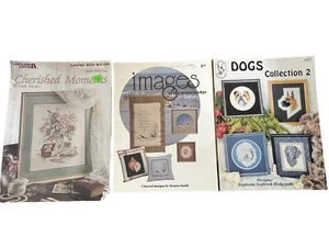 Lot of 3 Cross Stitch Dogs Water's Edge Images Cherished Moments Leaflets - Picture 1 of 4