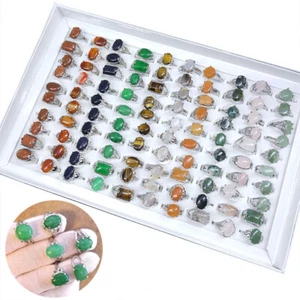 Wholesale 1pc Fashion Jewelry Assorted Natural Stone Women Rings - Picture 1 of 20