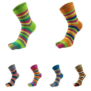 Rainbow Socks Warm WINTER Five toe socks Women's Girl Striped Socks 1pair CUTE - Picture 1 of 16