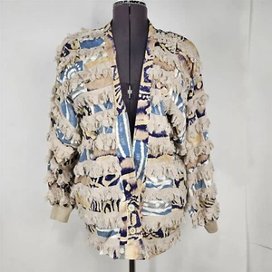 Vintage Paula SweetMuslin Mink Cardigan Jacket Shag Fringe Button Front - Picture 1 of 8