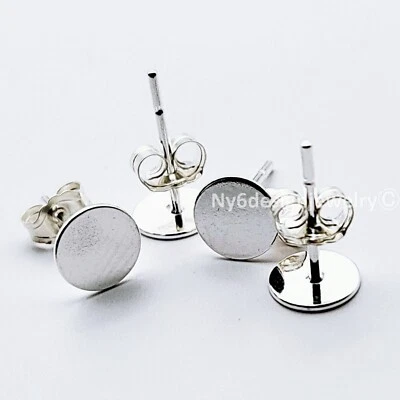 925纯银平板耳钉-美国制造耳环柱和耳钉4件 — 第 1/4 张图片