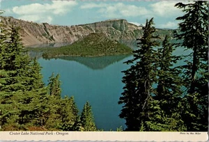 Vintage Postcard Crater Lake National Park Oregon Wizard Island Scalloped - Picture 1 of 2