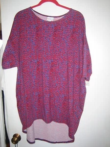 ❤️ NWT LuLaRoe Irma Red Blue Black Abstract Tunic Top Size L ~ Cute and Comfy!! - Picture 1 of 7