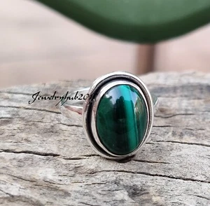 Malachite Ring 925 Silver Ring Handmade Ring Women Ring Gemstone Ring MO126 - Picture 1 of 9
