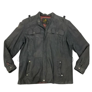 Vintage Fidelity Leathers Bomber Jacket Men's Size 46 Gray Full Zip Biker Riding - Picture 1 of 9