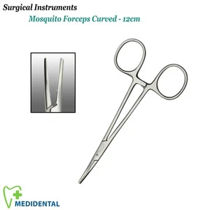 CHIRURGISCHE INSTRUMENTE Hämostatische Arterie Halsted Moskito Pinzette gebogen 12 cm Tierarzt - Bild 1 von 3