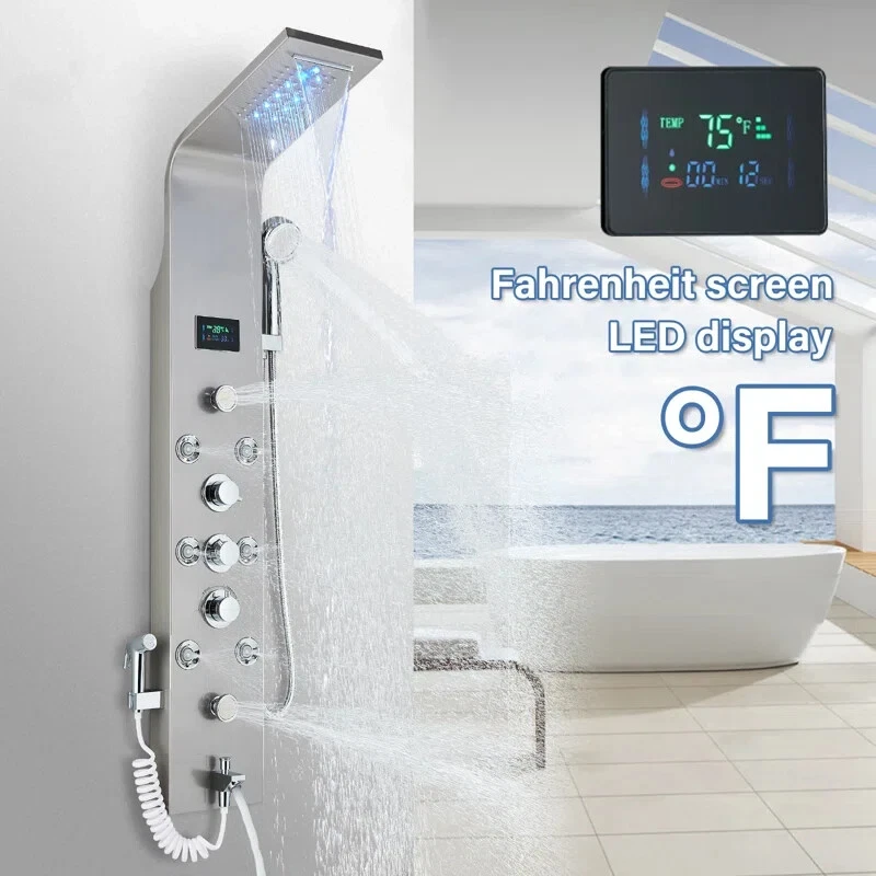 Bathroom Basin Faucet Waterfall Spout Sink Mixer Tap Brushed Nickel With Cover1