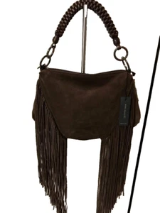 NEW Genuine Suede BAG Handbag With FRINGE Made in ITALY by BERGE NWT - Picture 1 of 11