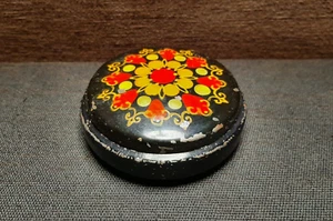 Vintage sowjetische Metalldose - handbemalt Pulver kompakt Petrikowskaja, UdSSR - Bild 1 von 20