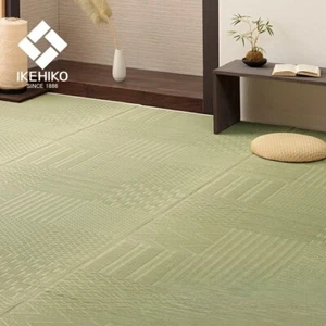 Ikehiko Igusa Tatami Matte Teppich "Ichimatsu" Japanischer Stil Wendeteppich Grün - Bild 1 von 12