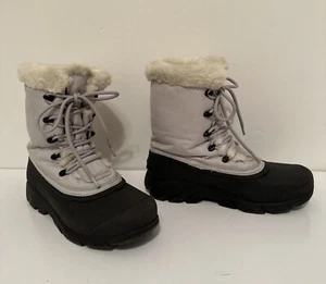 SOREL Snow Eagle Lace Boot Women’s 8 Silver Nylon Warm Liner Fur Cuff Waterproof - Picture 1 of 10