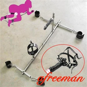 Adult Spreader Bar Plug Staineless Steel Torture Frame Cuffs Collar Mouth Gag SM - Picture 1 of 39