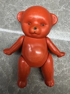 Vintage USSR “Red 🐻 Bear” Blow Plastic Doll Soviet Decor - Picture 1 of 9