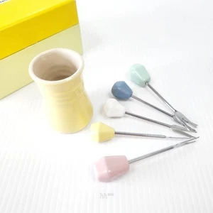 Le Creuset Food Pick & kleines Glas Set gelbe Farbe Steinzeug unbenutzt aus Japan - Bild 1 von 4