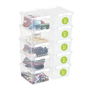 Classic 2 Clear Box Storage, 2L/2.1QT BPA-Free Stackable Container with Clip ... - Foto 1 di 6