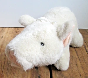 Vintage 1987 Charm Co. elfenbeinweißes Schwein Stofftier Plüsch realistisch Oink Noise Korea - Bild 1 von 8