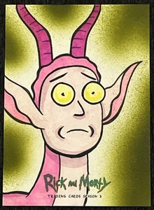 Rick and Morty Cryptozoic Season 3 Sketch Card Chenduz 1/1 Pink Gazelle Jerry - Picture 1 of 3