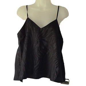 NWT Women's SZ L Satin Cami Tank Top Animal Print Black Sexy Feminine - Picture 1 of 12