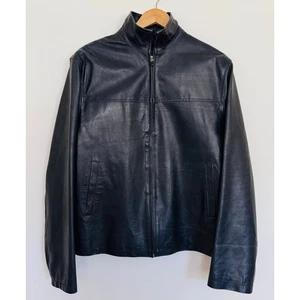 Italienische Herrenjacke aus echtem Leder Vera Pelle schwarz durchgehender Reißverschluss hergestellt in Italien M L - Bild 1 von 11