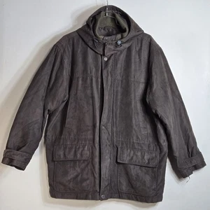 LONDON FOG Heavy Winter Jacket Coat XL Faux Suede Removable Hood Quilted Liner - Picture 1 of 16